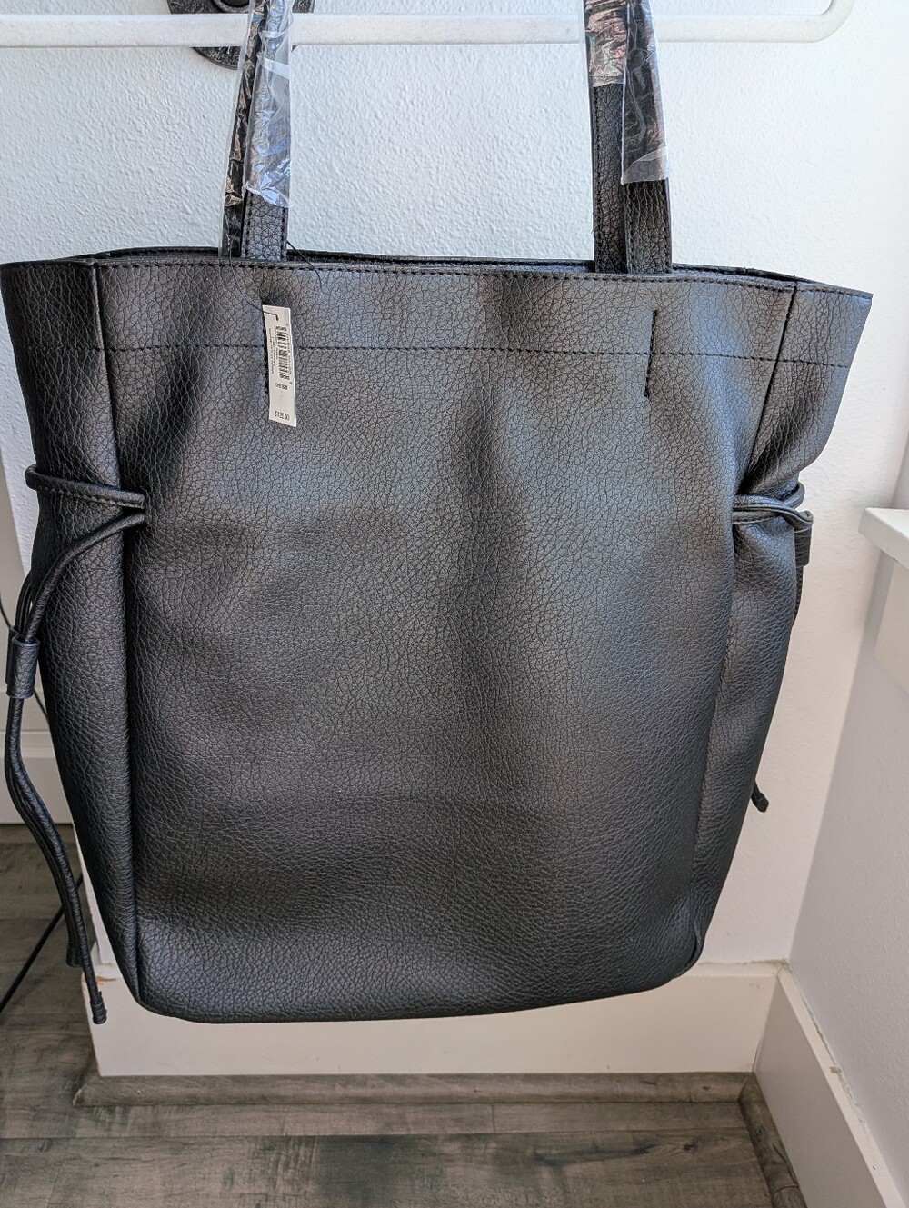 Banana Republic Factory Faux Leather Drawstring Slouchy Tote - NWT Black